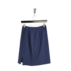 Classiques Enter Petites 100% Pure Wool  Blue Pencil Work Mini Skirt 4 Preowned